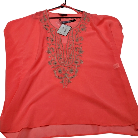 Club Z Collection Salmon/pink see-through blouse. - Picture 1 of 5